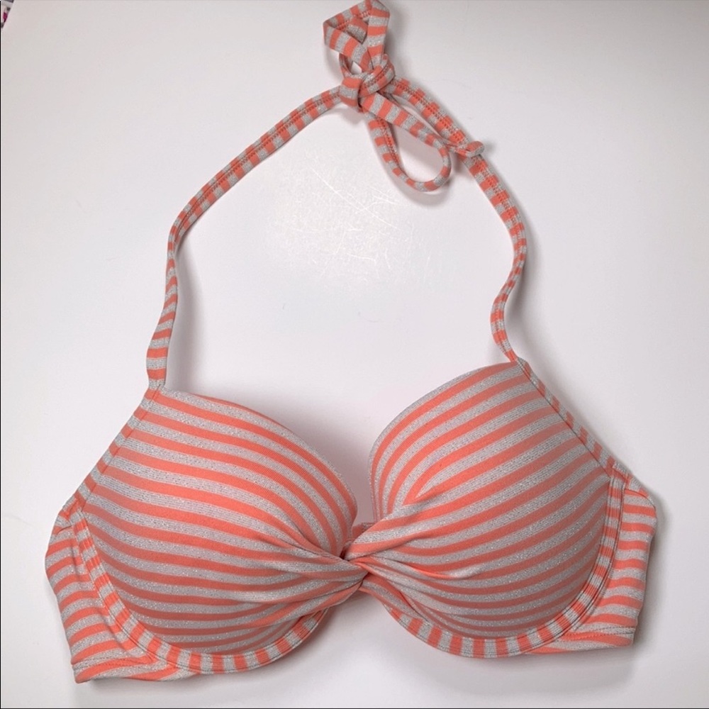 3 for $10 Aerie’s like new salmon & silver halter neck swim top 34d